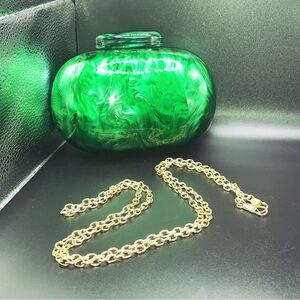 Green marble acrylic purse